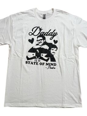 NWOT Daddy is a State of Mind Pedro Pascal White T Shirt Men's LARGE Gildan